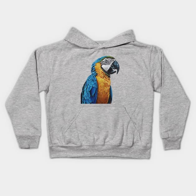 Parrot drawing Kids Hoodie by cristianvan